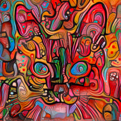 Colorful image of a cat's face, with tritanomaly simulation