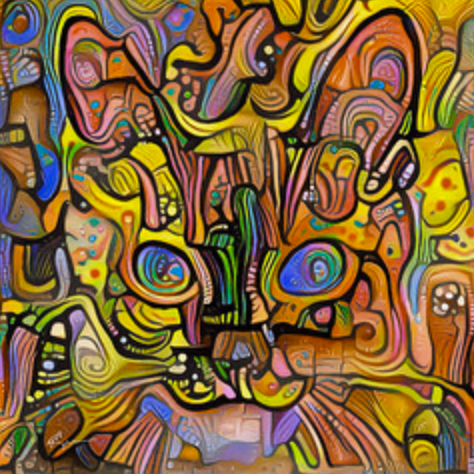 Colorful image of a cat's face, with deuteranomaly simulation